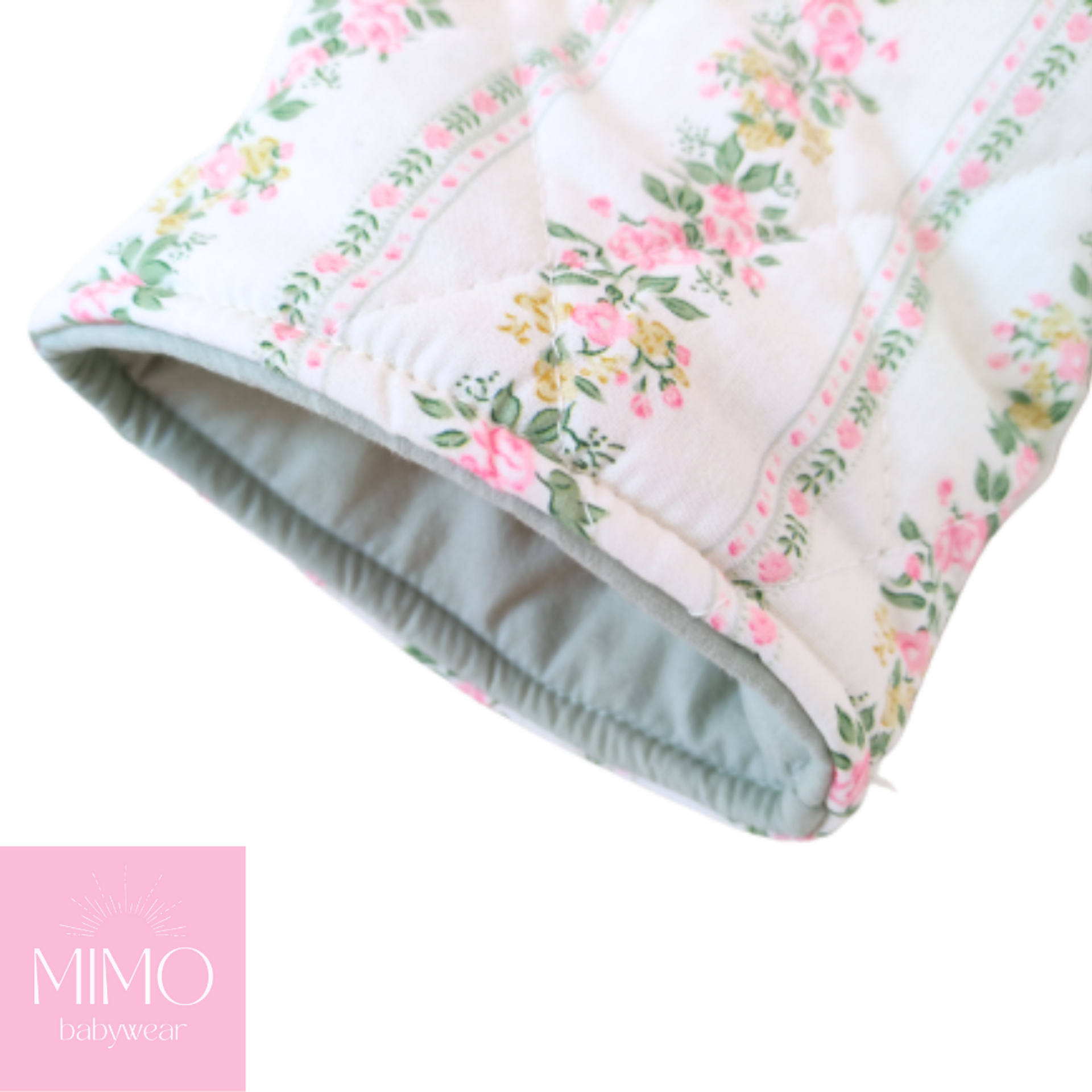 Abrigo acolchado floral rosa (forro borreguito). - 6
