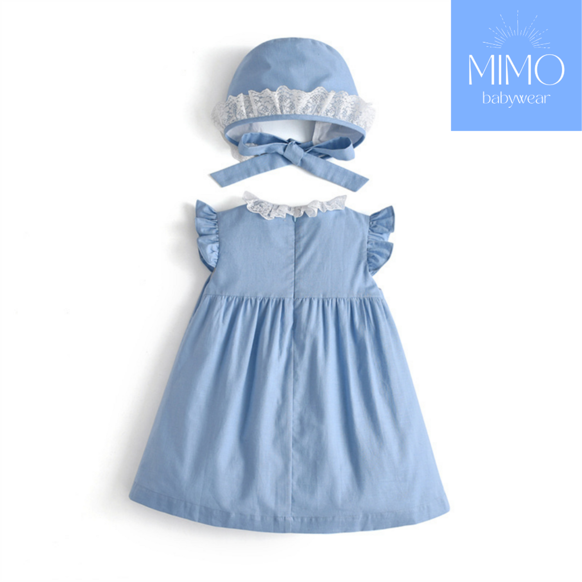 Vestido azul con capota (encaje valencienne). - 2