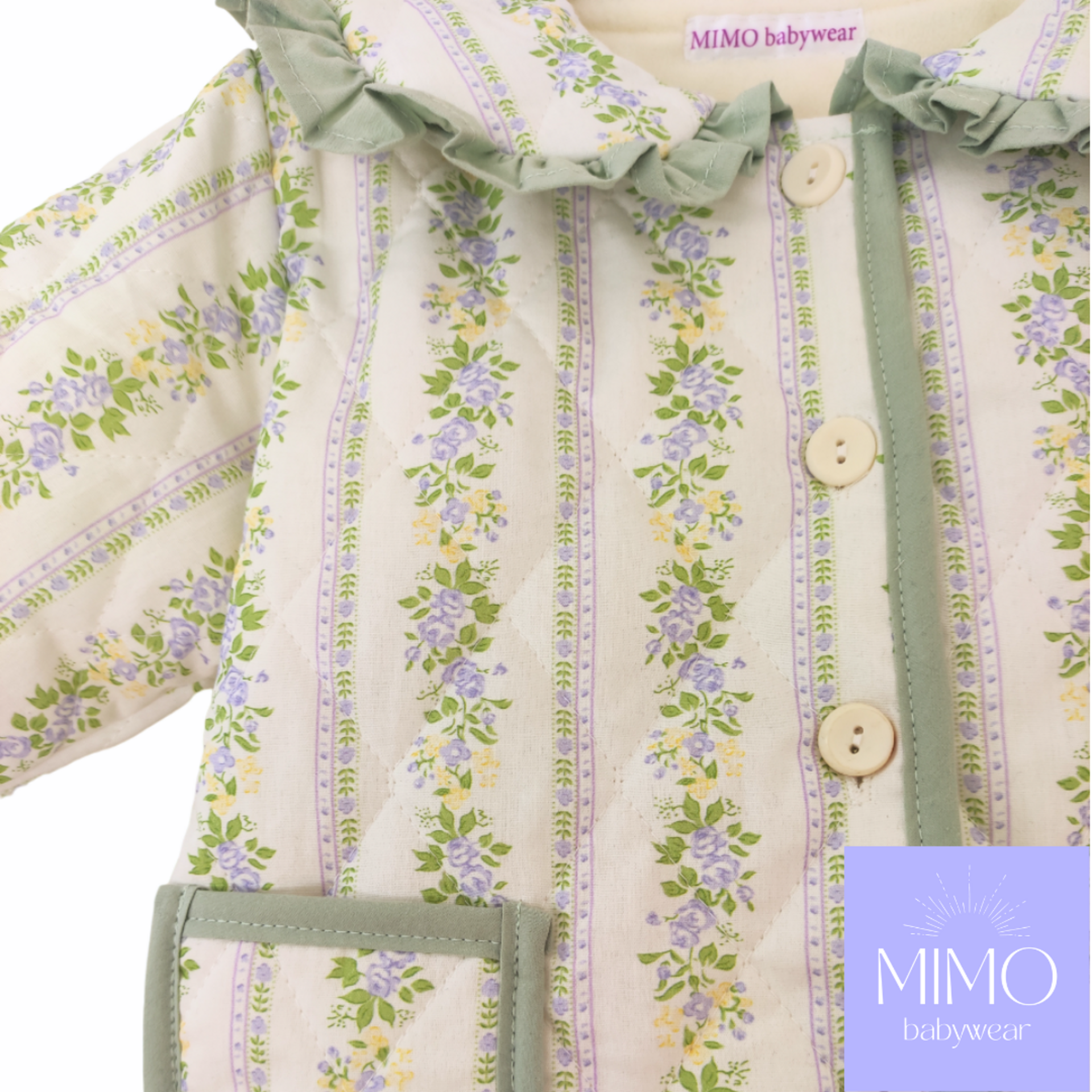 Abrigo acolchado floral lila (forro borreguito). - 3