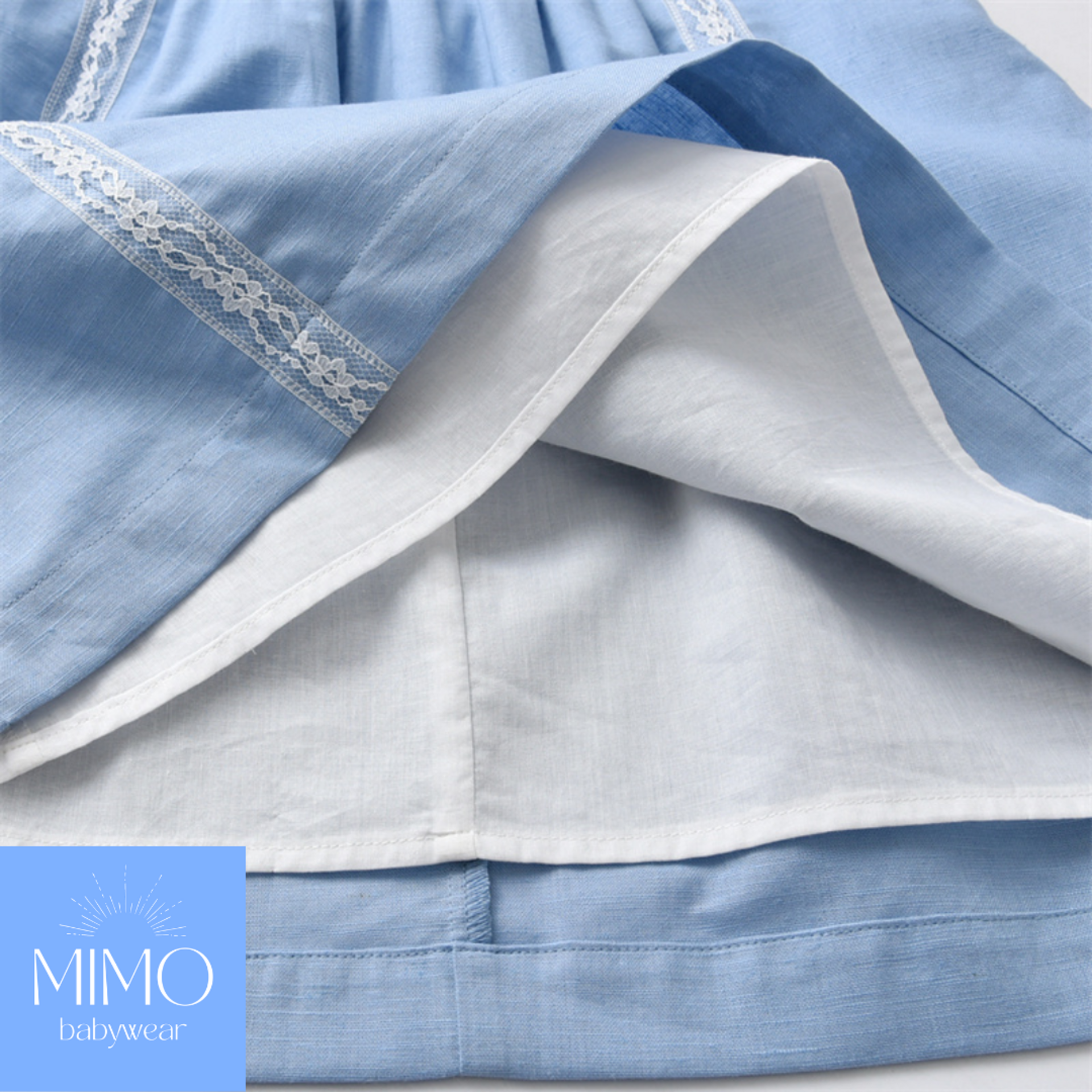 Vestido azul con capota (encaje valencienne). - 5