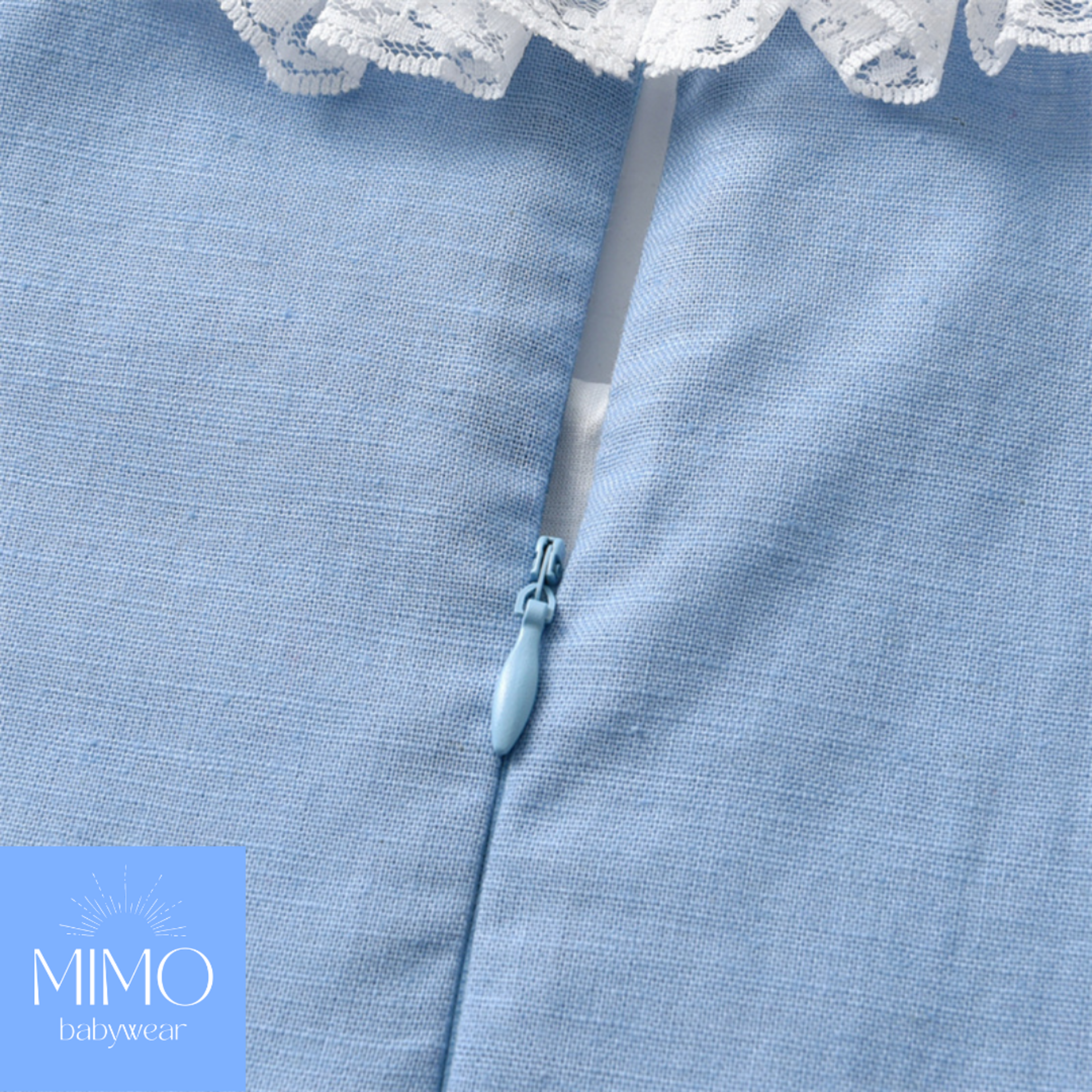 Vestido azul con capota (encaje valencienne). - 6